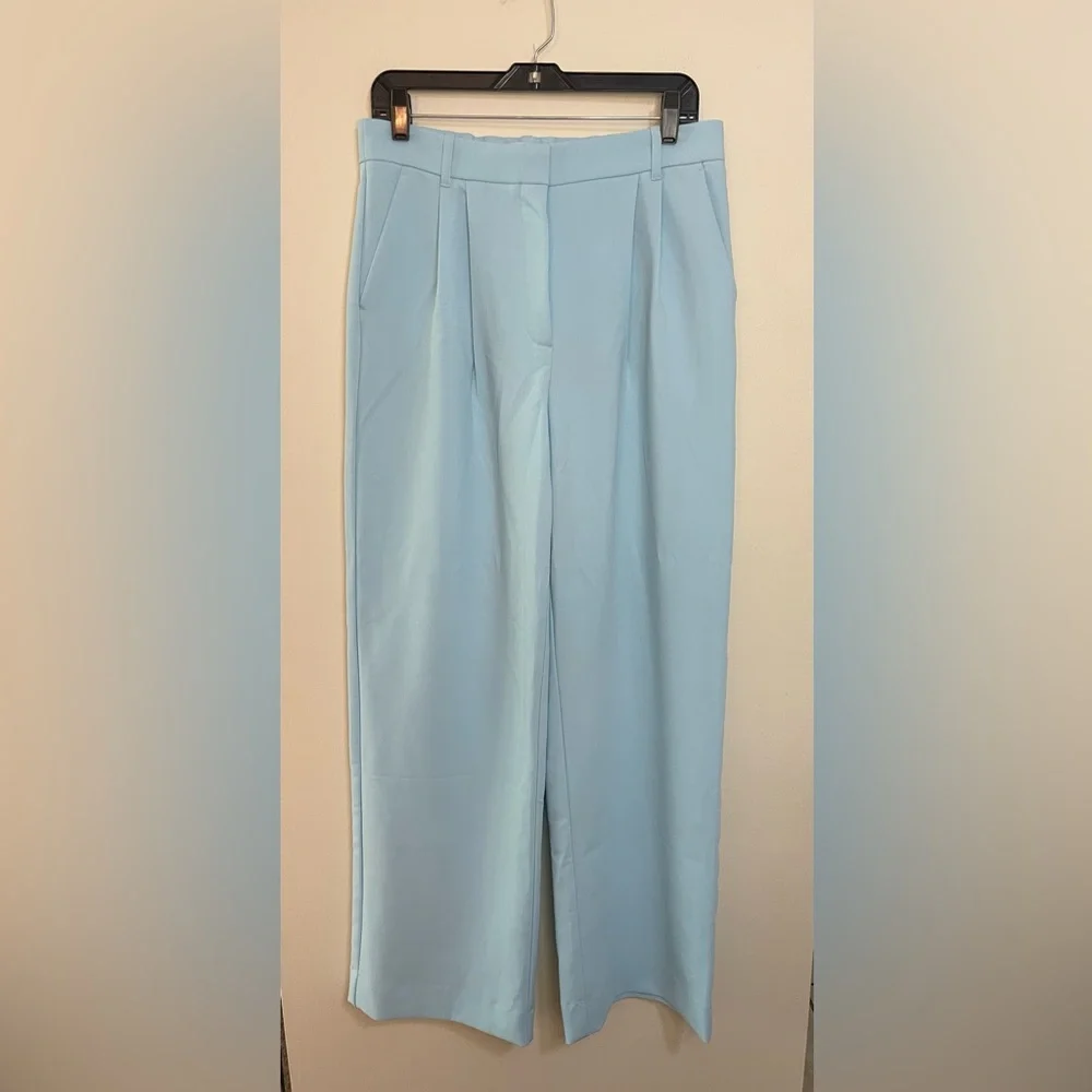 Abercrombie & Fitch Wide Leg Trousers in Bright Blue